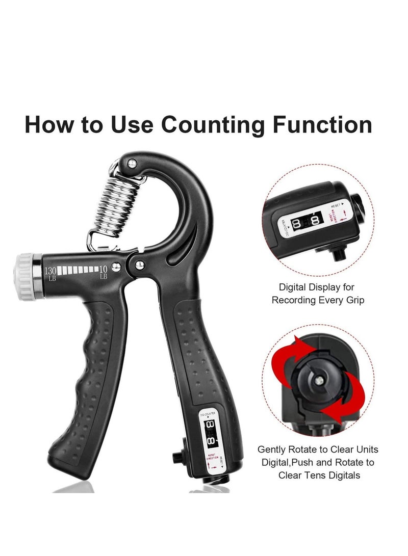 ROCK POW Hand Grip Strengthener 2 Pack Adjustable Resistance 10-130 lbs Forearm Exerciser，Grip Strength Trainer for Muscle Building and Injury Recovery for Athletes - Image 4