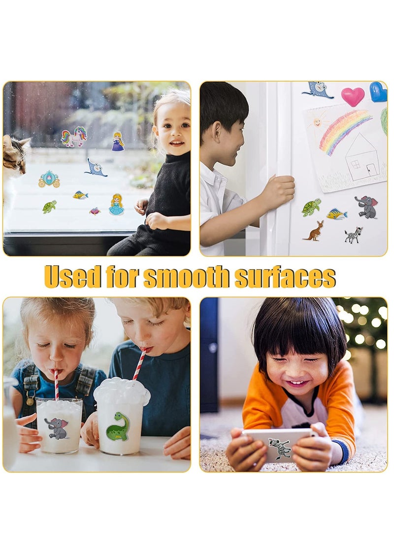 Reusable Sticker Books, Toddler Sticker Book Repositionable Sticker Pad for Kids Ages 2-4, 4 Sets Window Stickers Educational Toys Include Princess Garden Sea World Dinosaur World Animal Paradise - Image 2
