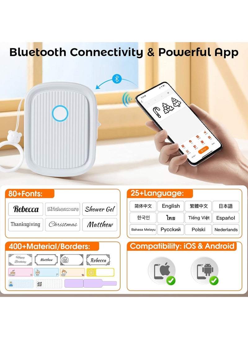 general Label Maker with Tape, Bluetooth Label Printer, Thermal Mini Label Maker with One-Touch Cutter and Multiple Templates, Handheld Labelling Machine for Schools, Offices, Home Use - Image 2
