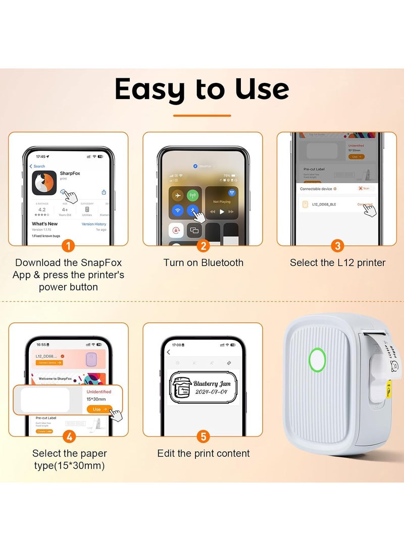 general Label Maker with Tape, Bluetooth Label Printer, Thermal Mini Label Maker with One-Touch Cutter and Multiple Templates, Handheld Labelling Machine for Schools, Offices, Home Use - Image 4