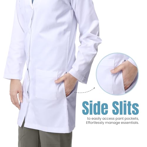 NY Threads Professional Lab Coat for Men Long Sleeve Medical Coat 2 Pack, X-Small, White - Image 3