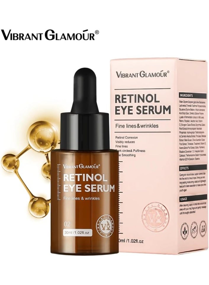 Vibrant Glamour Retinol Eye Serum Removes Dark Circles Fade Fine Lines Remove Eye Bags Anti-Wrinkle Anti-Aging Firming & Brighten Skin Retinol Arbutin Vitamin C & E Blended Eye Serum 30ml - Image 3
