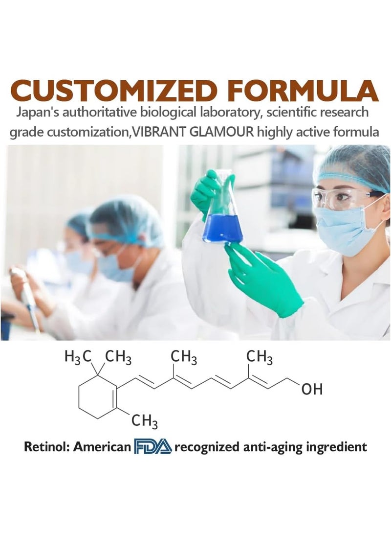 Vibrant Glamour Retinol Eye Serum Removes Dark Circles Fade Fine Lines Remove Eye Bags Anti-Wrinkle Anti-Aging Firming & Brighten Skin Retinol Arbutin Vitamin C & E Blended Eye Serum 30ml - Image 2