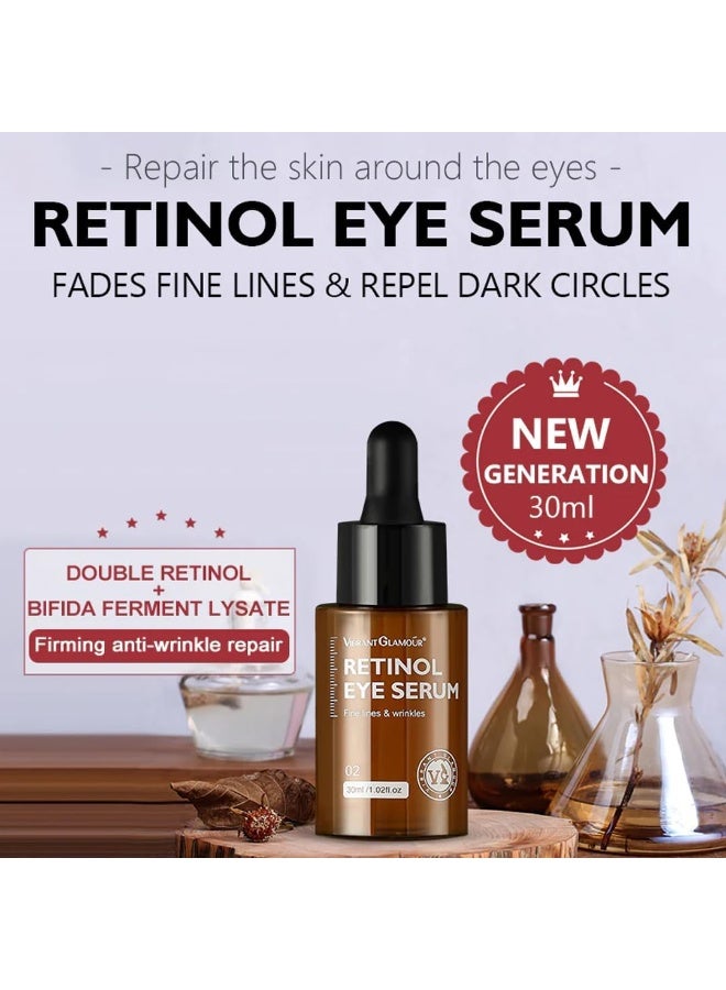 Vibrant Glamour Retinol Eye Serum Removes Dark Circles Fade Fine Lines Remove Eye Bags Anti-Wrinkle Anti-Aging Firming & Brighten Skin Retinol Arbutin Vitamin C & E Blended Eye Serum 30ml - Image 5
