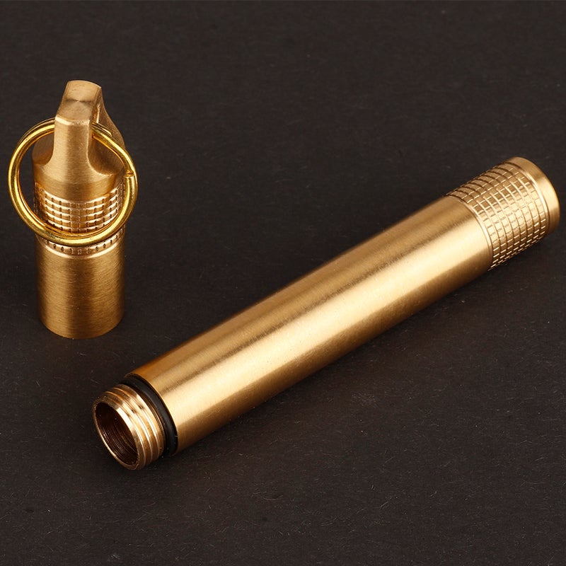 Brass Pill Bottle Holder Compartment Cigarette Toothpick Container Medicine Case - Image 3