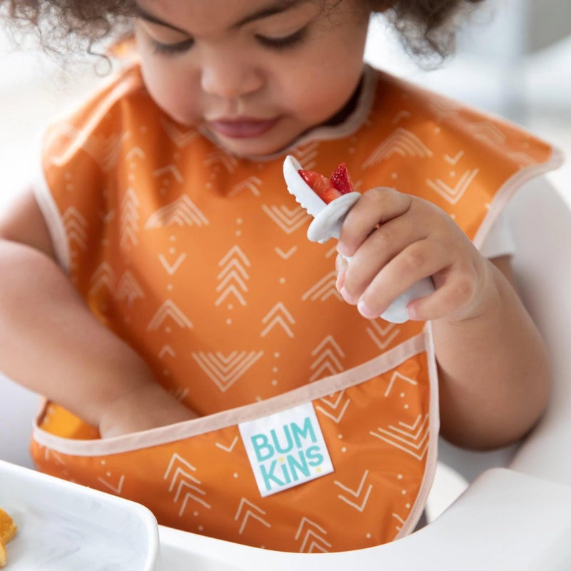 Bumkins Bibs for Girl or Boy, SuperBib Baby and Toddler for 6-24 Months, Essential Must Have for Eating, Feeding, Baby Led Weaning Supplies, Mess Saving Catch Food, Waterproof Fabric 3-pk Desert Boho - Image 4