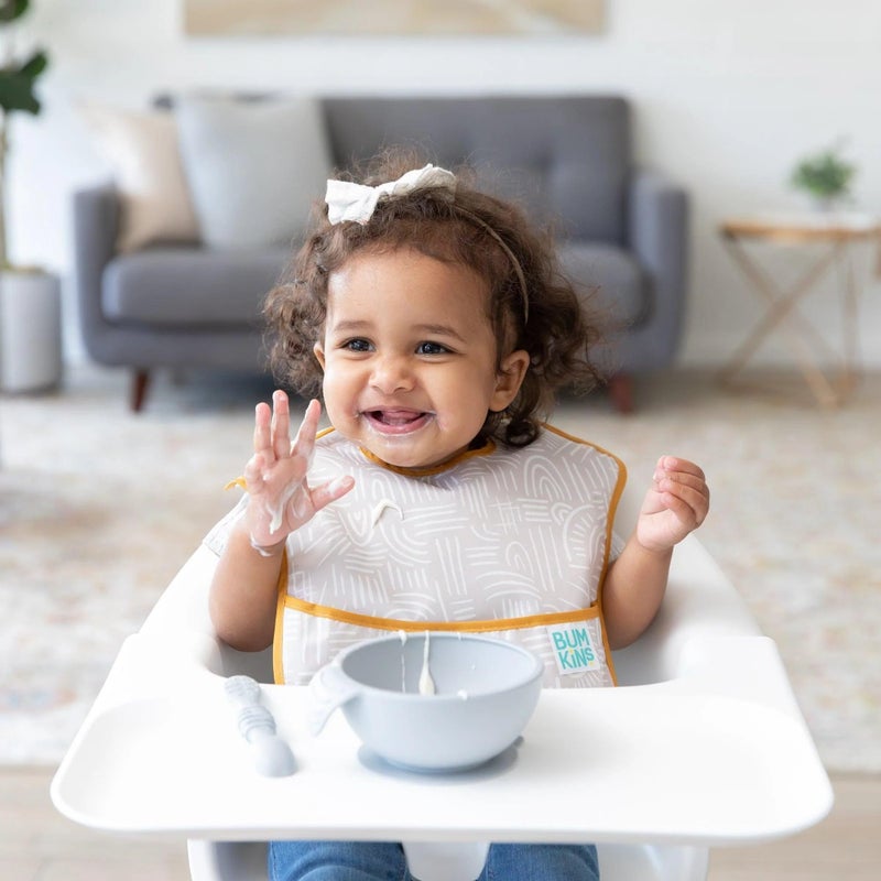 Bumkins Bibs for Girl or Boy, SuperBib Baby and Toddler for 6-24 Months, Essential Must Have for Eating, Feeding, Baby Led Weaning Supplies, Mess Saving Catch Food, Waterproof Fabric 3-pk Desert Boho - Image 3
