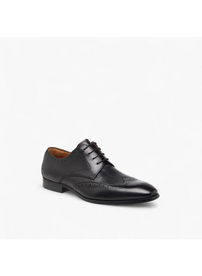 DUCHINI Men's Perforated Derby Shoes with Lace-Up Closure