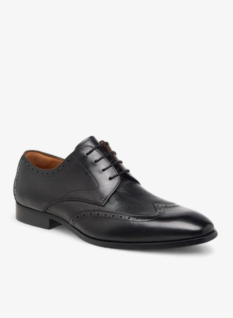 DUCHINI Men's Perforated Derby Shoes with Lace-Up Closure