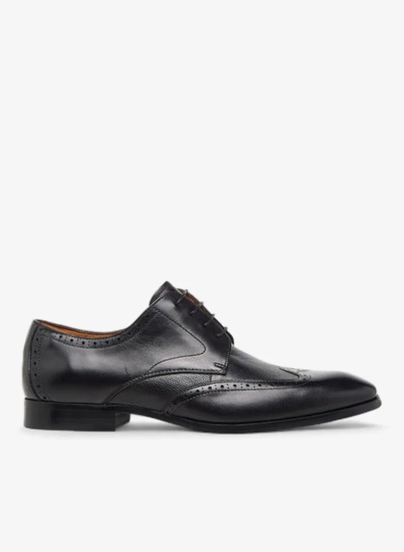 DUCHINI Men's Perforated Derby Shoes with Lace-Up Closure
