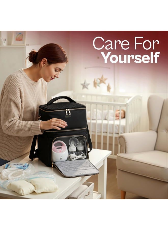 Castal Breast Pump Bag Spectra S1 S2 for Working Moms–Insulated Spectra Pump Bag, Breastmilk Cooler Bag with Ice Pack–Leak-Proof Double Layer Breast Pump Travel Bag (Black) - Image 4