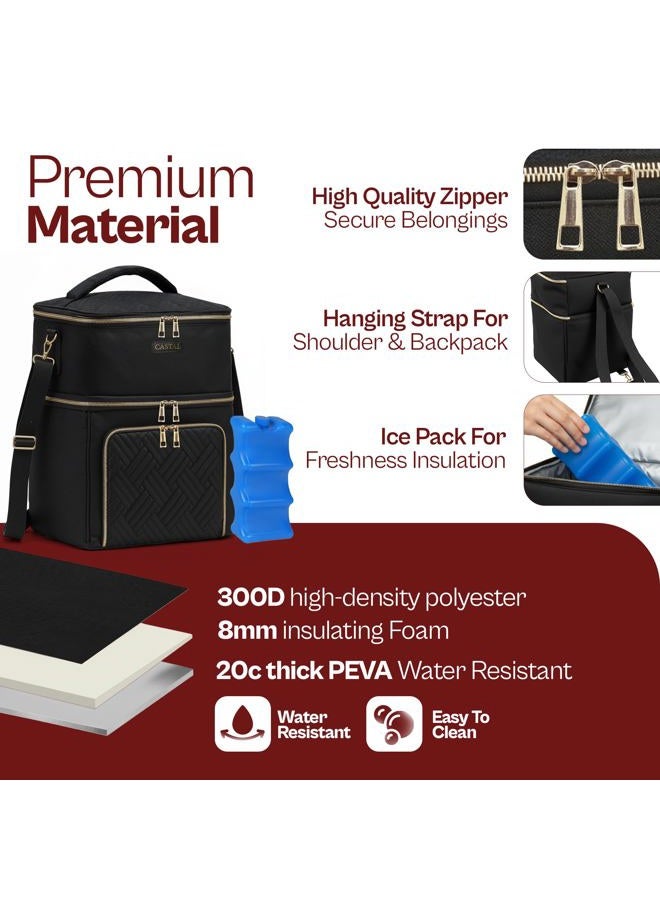 Castal Breast Pump Bag Spectra S1 S2 for Working Moms–Insulated Spectra Pump Bag, Breastmilk Cooler Bag with Ice Pack–Leak-Proof Double Layer Breast Pump Travel Bag (Black) - Image 3