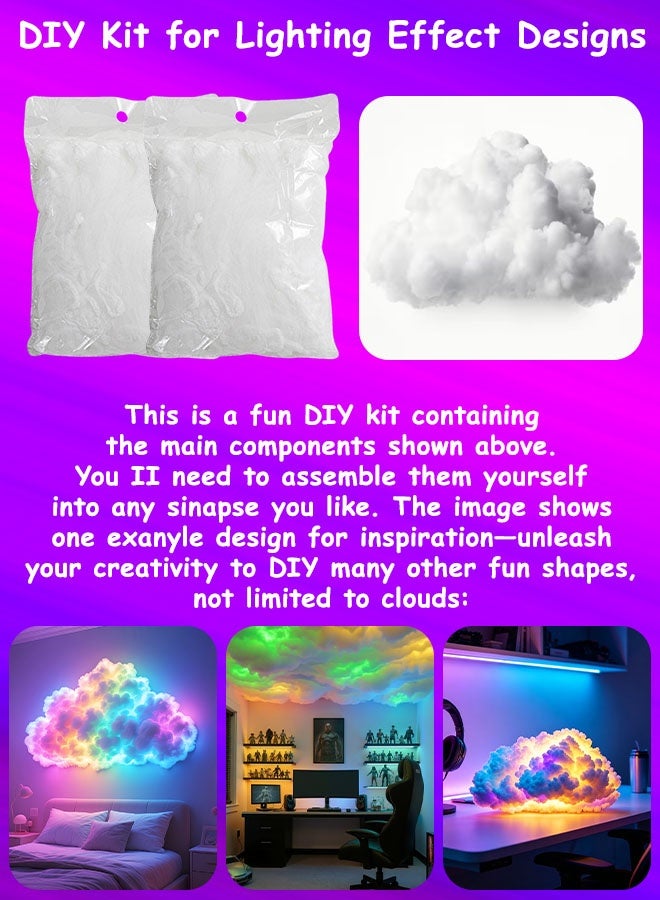 Poxvalzor 3D Big Cloud Light 3D Thunder Clouds Light 2M Cloud RGB LED Strip Lights Music Sync Multicolor lightning Changing Strip Lights 360 Degree Wireless APP and Remote Control Thundercloud DIY Set for Gaming Room & Basement Decoration - Image 2