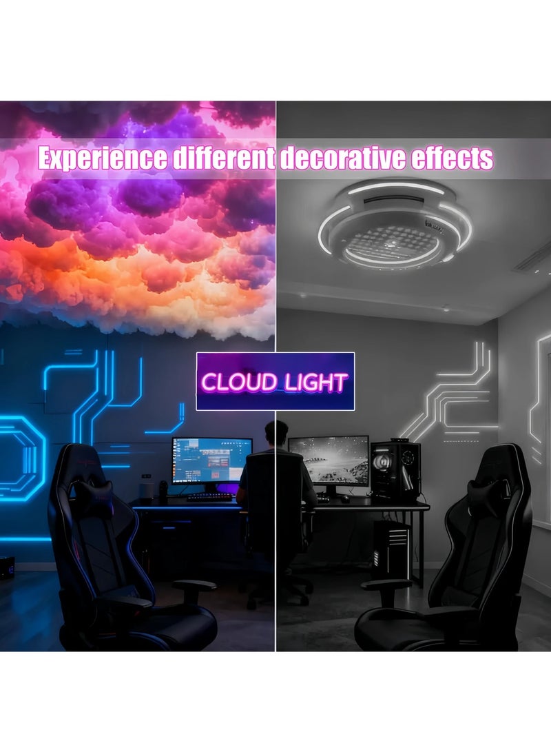 Poxvalzor 3D Big Cloud Light 3D Thunder Clouds Light 2M Cloud RGB LED Strip Lights Music Sync Multicolor lightning Changing Strip Lights 360 Degree Wireless APP and Remote Control Thundercloud DIY Set for Gaming Room & Basement Decoration - Image 4