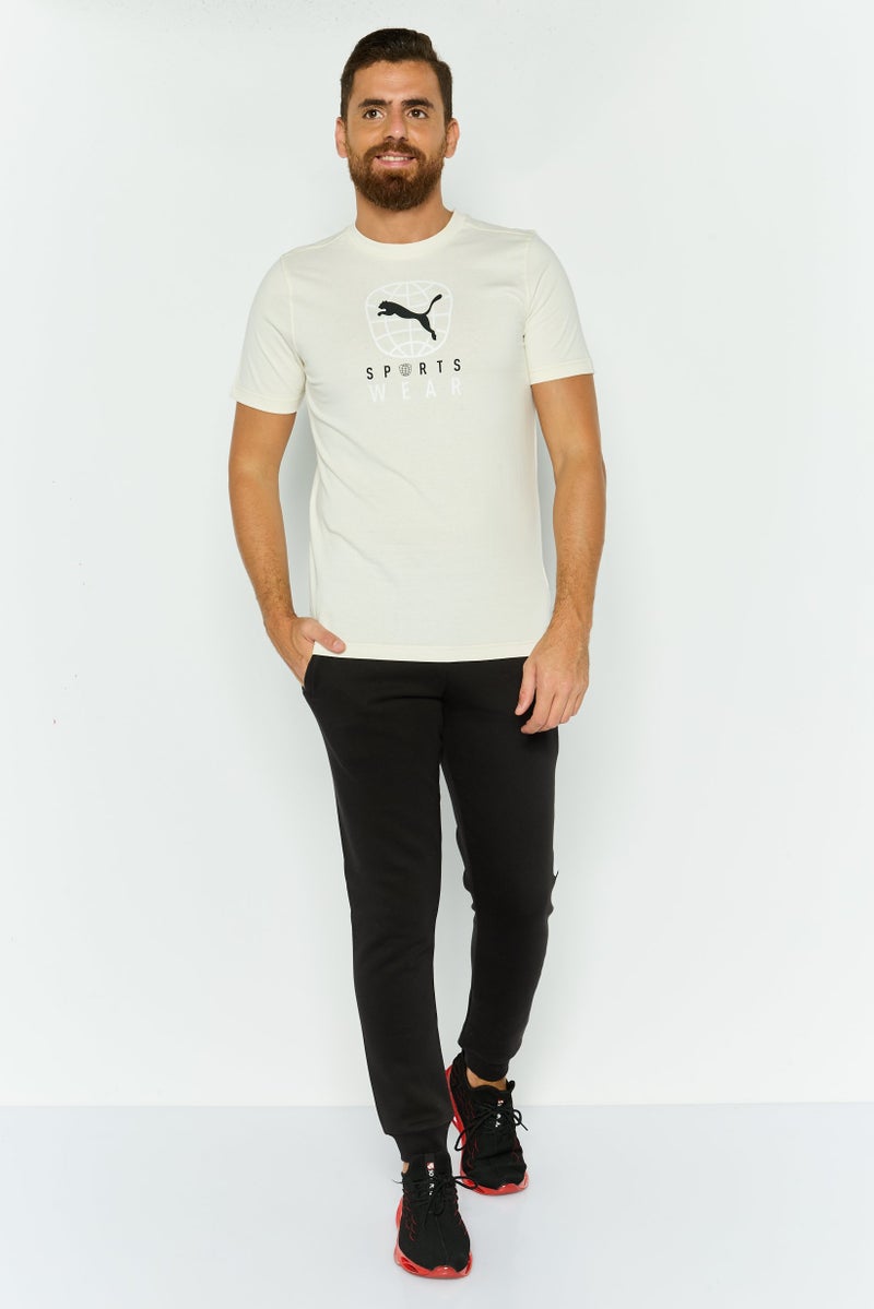 PUMA Men Sportswear Fit Short Sleeves Brand Logo Outdoor T-Shirt, Ivory - Image 4