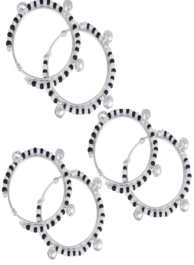 Kailash Creation Baby Nazariya Bracelet with Ghungroo Charm & Black-White Crystal Beads | Adjustable Bracelet for Kids/Newborns Boys & Girls (0-5 Years) - Image 1