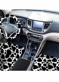 KASTWAVE Car Seat Protector, 10pcs Milk Cow Print Car Seat Cover, Car Steering Wheel Cover, Thickening Fabric Front Car Seat Covers, Car Coasters Keyring Armrest Pad Seat Belt, Pads Wrist Strap for Vehicles  - Image 4