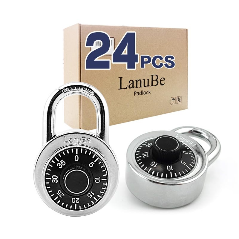 LanuBe Lock Standard Dial Combination Lock 2 in Wide with Different Combinations Black Turnplate Pack of 24 Lock for School Employee Gym Sports Locker Case Toolbox and so on