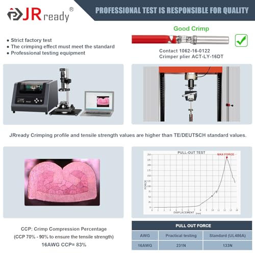 JRready ACT-LY-16DT Deutsch Crimp Tool Stamped, 14-18AWG Deutsch Open barrel Terminal Crimping Tool for DT Connector Stamped Contacts Size 16, Automotive Wiring Repair - Image 5