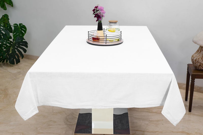 RUSTIQUE LINENS: Cotton Table Cloth 4 Seater – Hem-Stitched Dining Table Cover – White (150 x 150 cm) – Heavyweight, Machine Washable, 5 Colors - Image 4