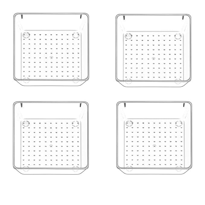 Kaito 4 Pcs Transparent Drawer Organizer Set Small Organizer Bins for Office Bathroom Kitchen Cabinet and Vanity Organizers for Jewelry Cosmetic Gadgets Utensil In Drawer Organizer Trays - Image 1