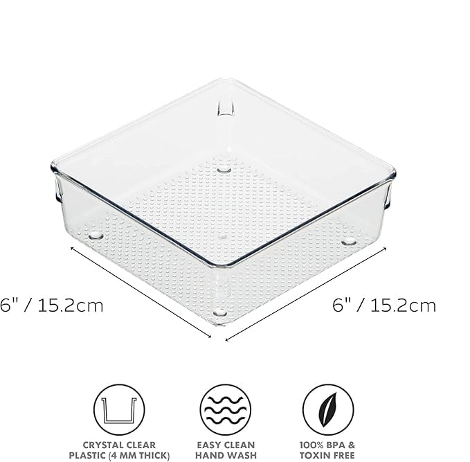 Kaito 4 Pcs Transparent Drawer Organizer Set Small Organizer Bins for Office Bathroom Kitchen Cabinet and Vanity Organizers for Jewelry Cosmetic Gadgets Utensil In Drawer Organizer Trays - Image 2