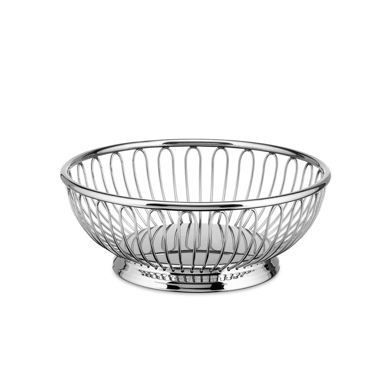 Alessi 82615 Round Wire Design Basket Stainless Steel 1810 Mirror Polished Silver