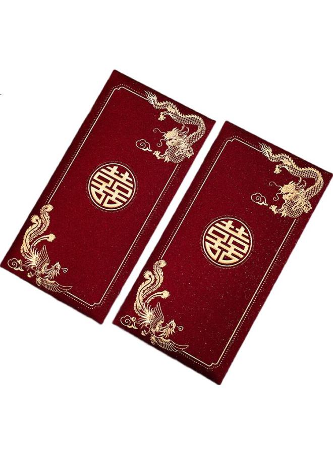 Dipple Wedding Red Envelope Wedding Engagement Bridal Red Packet Bag Double Happiness Lucky Money Packet With Dragon And Phoenix Design (6 Pack) - Image 3