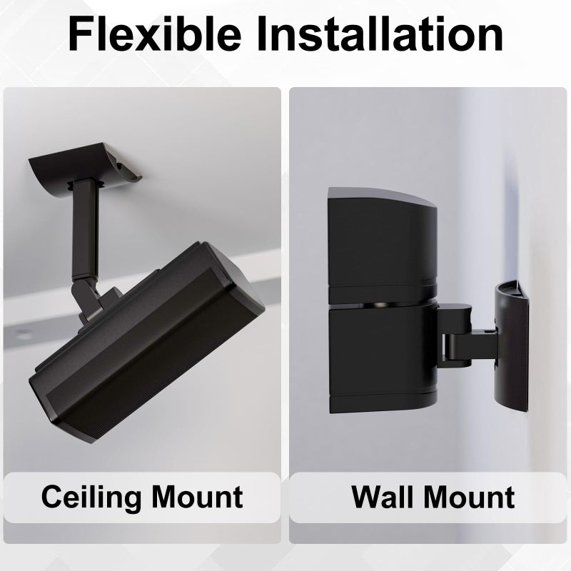 Dinghosen Speaker Wall Mount and Ceiling Mount for Bose UB-20, UB-20 & WB-50 Series II Surround Sound Speaker Mounting Bracket Compatible with Bose CineMate Lifestyle Tilt & Swivel Adjustable up to 180Â°,Black - Image 2