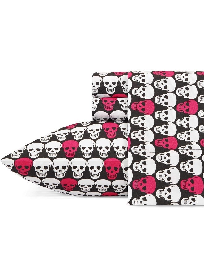 Betsey Johnson Betsey Johnson - King Sheets, Soft & Lightweight Bedding, Fade & Wrinkle Resistant (Skulls, King)  - Image 1