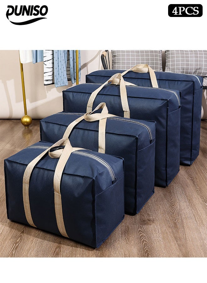 DUNISO 4 Pack Moving Storage Bag with Zipper, Large Capacity Multipurpose Clothes Organizing Storage Bag with Strong Handles, Folding Blanket Storage Bag for Bedroom Closet, Wardrobe, Dormitory, Cargo Carrying, Quilt Storage(4 Different Sizes) - Image 1