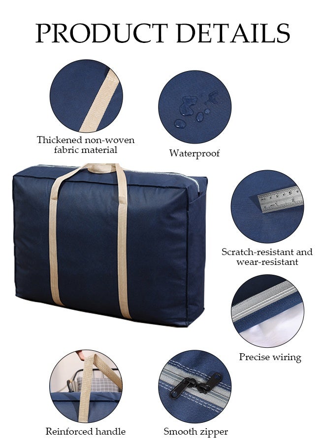 DUNISO 4 Pack Moving Storage Bag with Zipper, Large Capacity Multipurpose Clothes Organizing Storage Bag with Strong Handles, Folding Blanket Storage Bag for Bedroom Closet, Wardrobe, Dormitory, Cargo Carrying, Quilt Storage(4 Different Sizes) - Image 3
