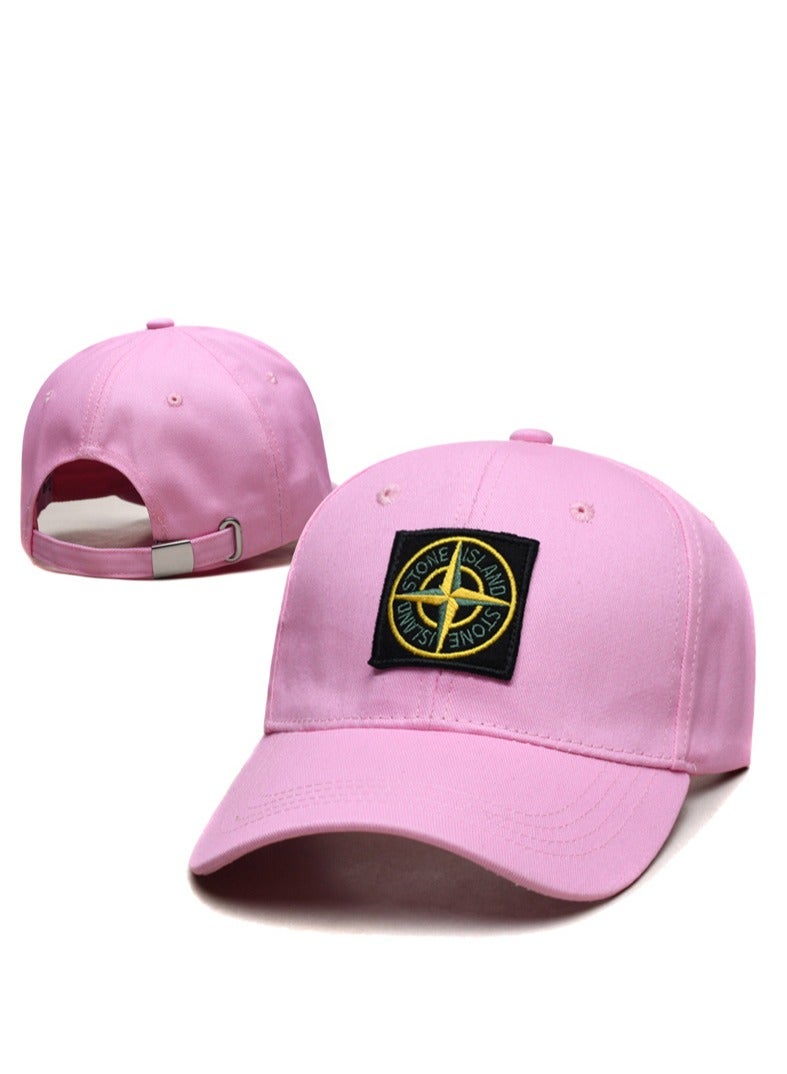 Stone Island Pink Dad Hat: Compass Logo Patch  Adjustable Strap
