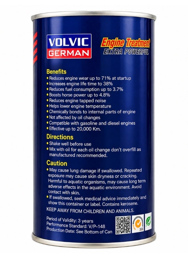 فولفيك معالج محرك VOLVIC GERMAN Engine Treatment Extra-Powerlube V148 بتقنية Nano Tech، إضافة لزيت المحرك بتركيبة Superior Formula سعة 326 مل، مصمم للمساعدة على تقليل احتكاك وتآكل أجزاء المحرك ودعم التشحيم وخفض الضوضاء ودرجة حرارة التشغيل وتحسين كفاءة المحرك، مناسب لمحركات البنزين والديزل وخاصة المحركات متوسطة العمر التي تجاوزت 100,000 كم - Image 2