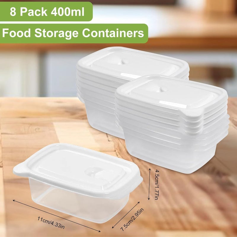 Azonee Food-Grade Freezer Storage Boxes With Lids (8 Sets), Azonee 400ml BPA-Free Plastic Microwave Safe Food Containers, Ideal For Freezing Storing Portioning Meals - Image 2