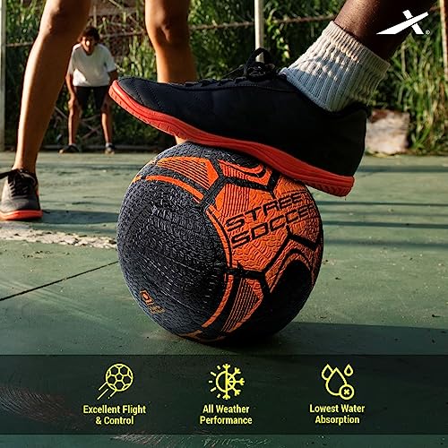 Vector X Street Soccer Football (Orange/Black, Size: 5) Material: Rubber Moulded Football 32 Panel Ball Standard Size 5 - Image 3