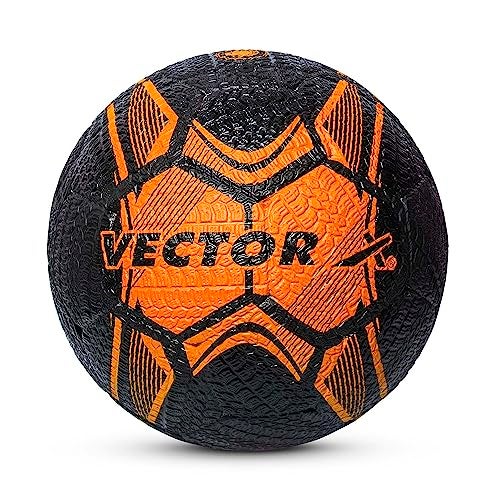 Vector X Street Soccer Football (Orange/Black, Size: 5) Material: Rubber Moulded Football 32 Panel Ball Standard Size 5 - Image 1