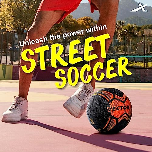 Vector X Street Soccer Football (Orange/Black, Size: 5) Material: Rubber Moulded Football 32 Panel Ball Standard Size 5 - Image 5