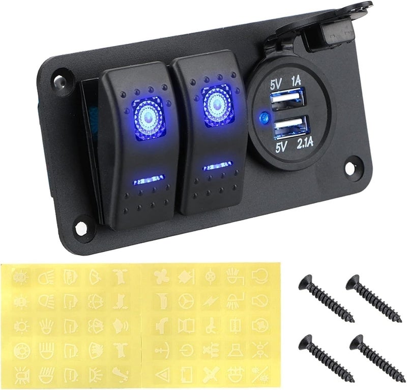 Wivplex 2 Gang Digital Voltmeter Dual USB Outlet - Image 1