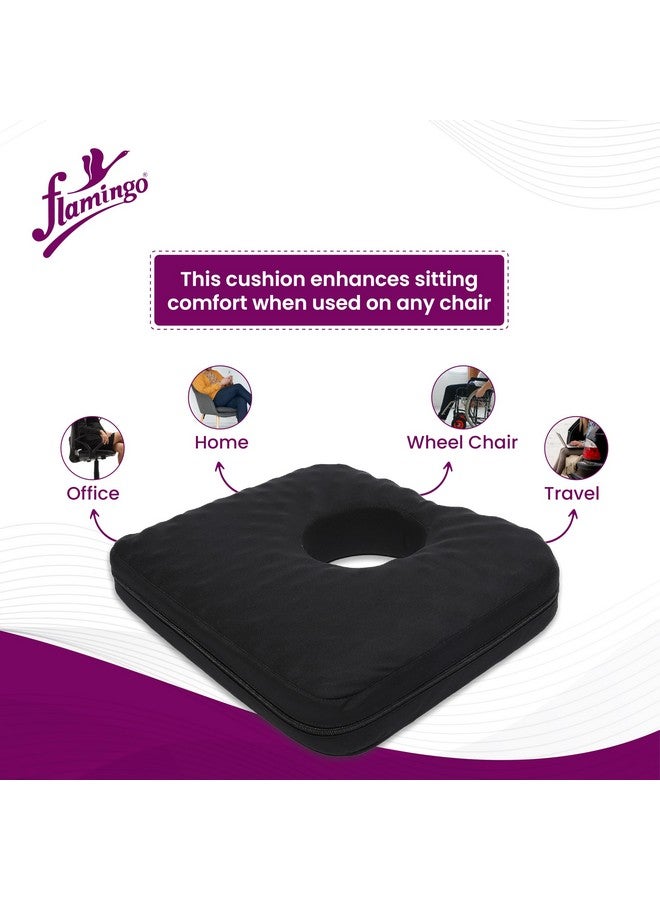 وسادة مقعد دائرية تقويمية من فلامنجو | وسادة بايل لآلام أسفل الظهر وعرق النسا وعظم الذنب | تخفيف آلام ما بعد الجراحة ومقعد السيارة | أسود - Image 3