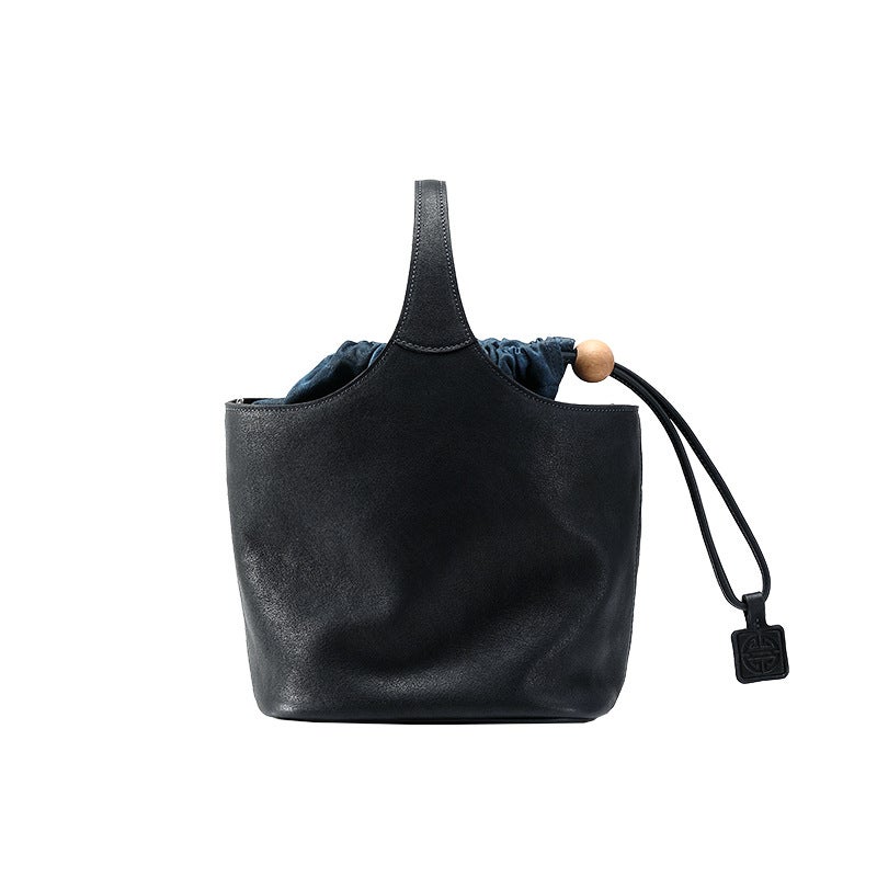 Qiu Zhen Vegetable Tanned Cowhide Bag Vintage Genuine Leather Flower Basket Bag Crossbody Handbag Commuter Large Capacity Vegetable Basket Bag For Women - Image 1