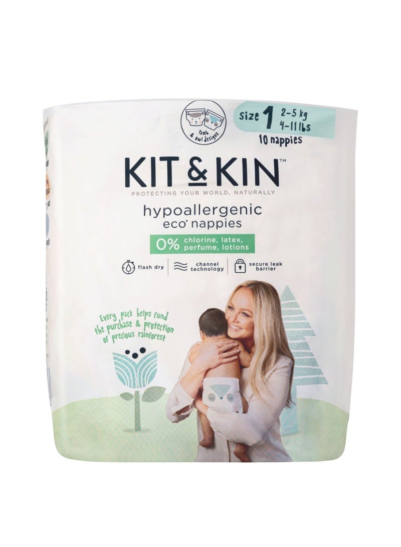 Kit & Kin Hypoallergenic Eco Nappies Size 1 10 Diapers - Image 1