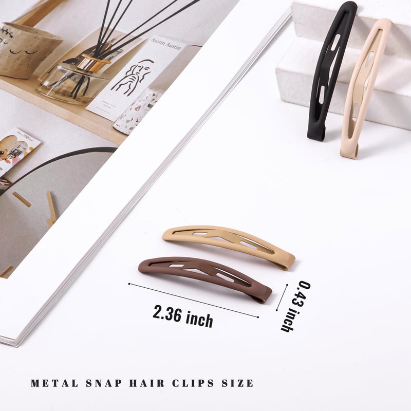 Cptots 16 PCS Snap Hair Clips Metal Barrettes for Women Non Slip Barrettes for Thick and Thin Fine Hair,Matte Black Brown Beige,2.36 x 0.43 Inches. - Image 2