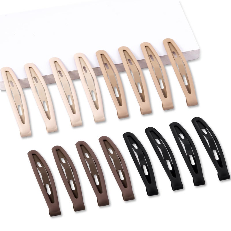 Cptots 16 PCS Snap Hair Clips Metal Barrettes for Women Non Slip Barrettes for Thick and Thin Fine Hair,Matte Black Brown Beige,2.36 x 0.43 Inches. - Image 1