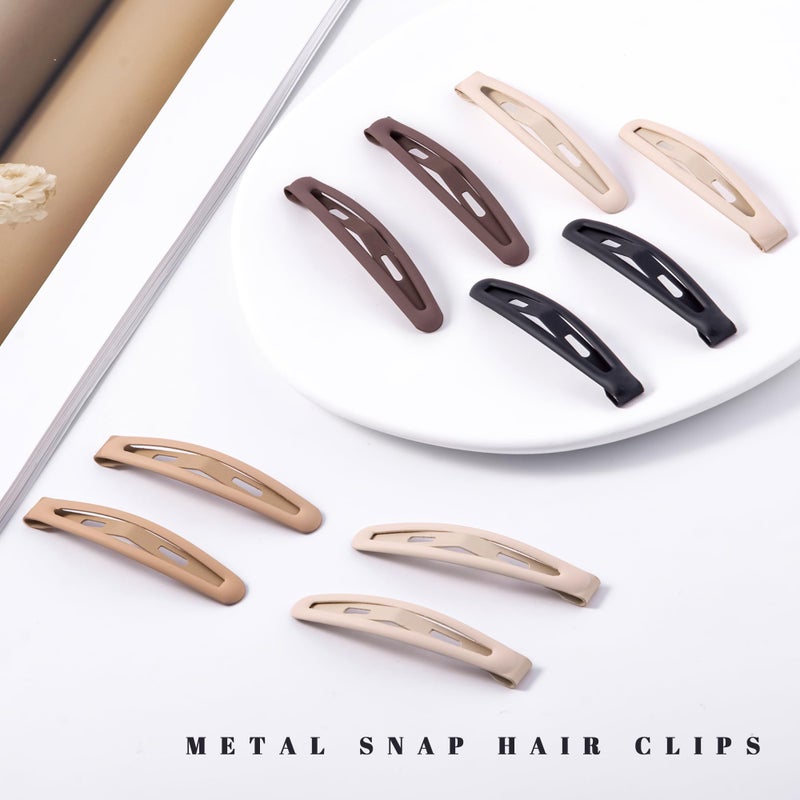 Cptots 16 PCS Snap Hair Clips Metal Barrettes for Women Non Slip Barrettes for Thick and Thin Fine Hair,Matte Black Brown Beige,2.36 x 0.43 Inches. - Image 3