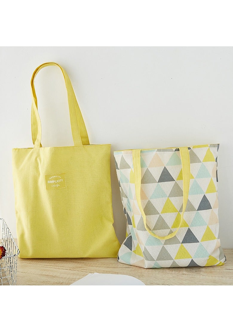 Double-Sided Cotton Linen Canvas Reusable Shopping Bag, Tote Bag