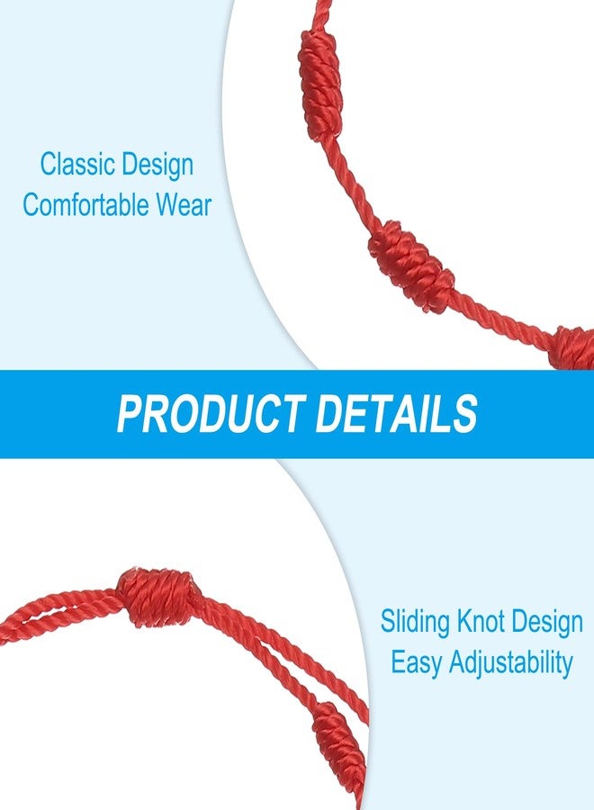 PATIKIL Bracelet 7 Knot, Handmade Adjustable String Protection Good Luck Cord Braided Bracelet for Gift Charm, Red - Image 3