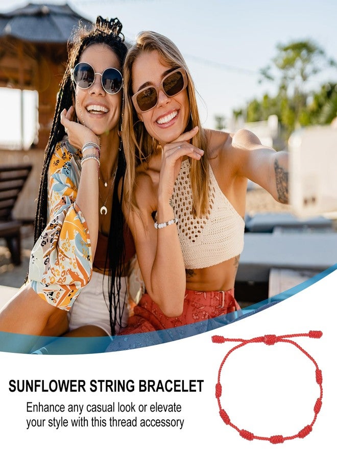 PATIKIL Bracelet 7 Knot, Handmade Adjustable String Protection Good Luck Cord Braided Bracelet for Gift Charm, Red - Image 5