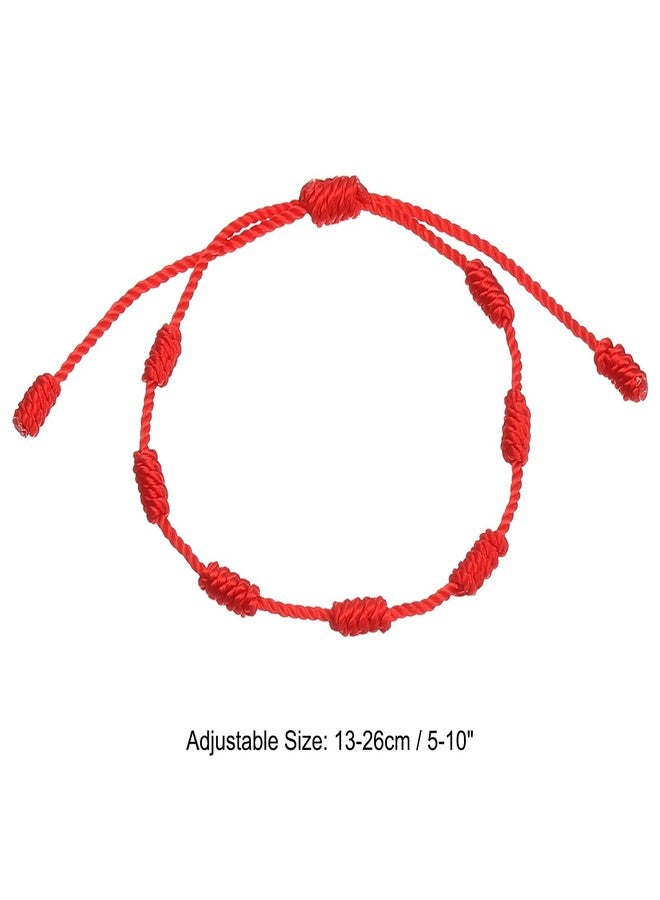 PATIKIL Bracelet 7 Knot, Handmade Adjustable String Protection Good Luck Cord Braided Bracelet for Gift Charm, Red - Image 2