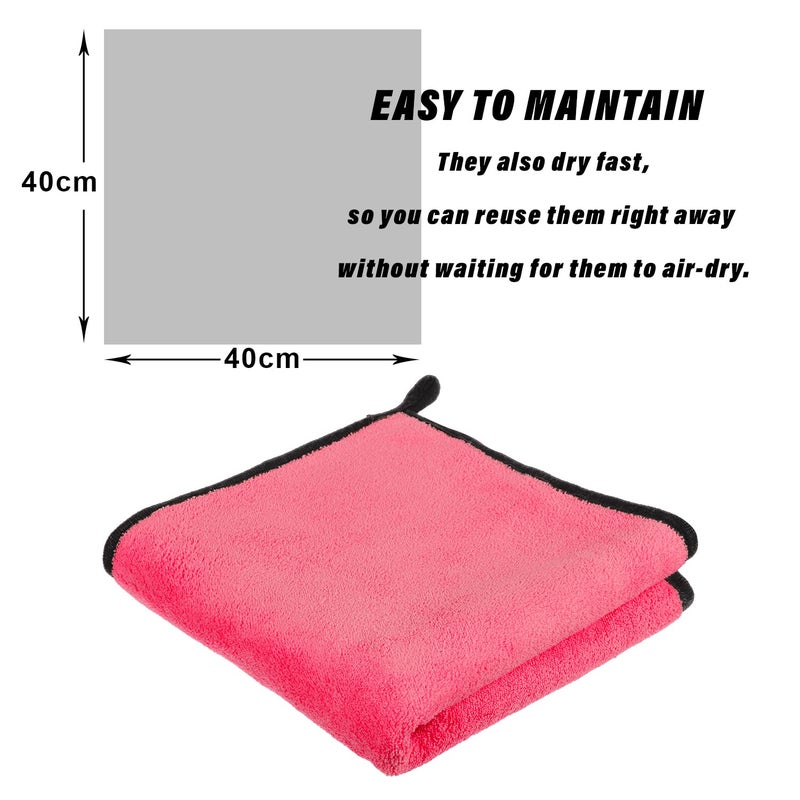 Kuber Industries Cleaning Towel Reusable Cleaning Cloths for Kitchen Duster Towel for Home Cleaning 400 GSM Cleaning Cloth Towel with Hanging Loop 40x40 Pack of 4 Pink - Image 3